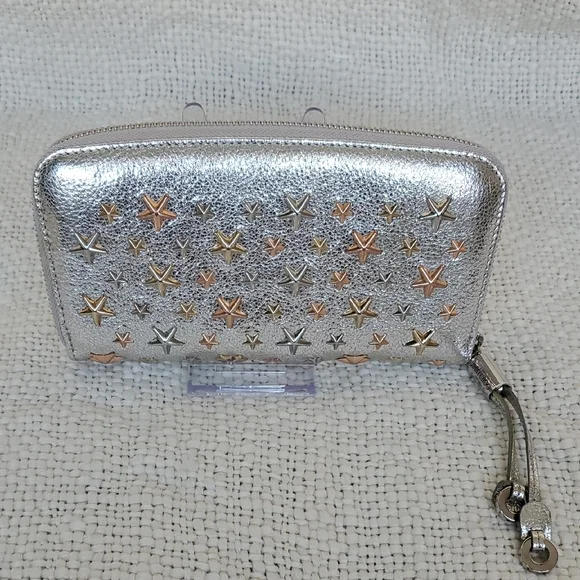 Jimmy Choo Filapa Metallic Star-Studded Wallet - Picture 3 of 13